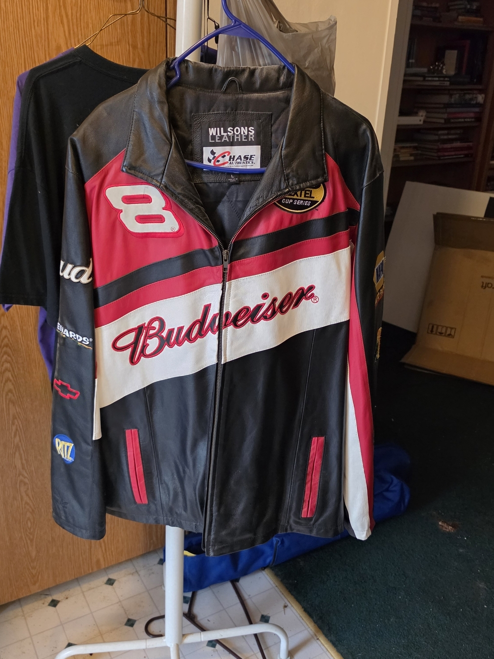 Wilsons Leather Budweiser NASCAR Racing Jacket - Black, Red, White